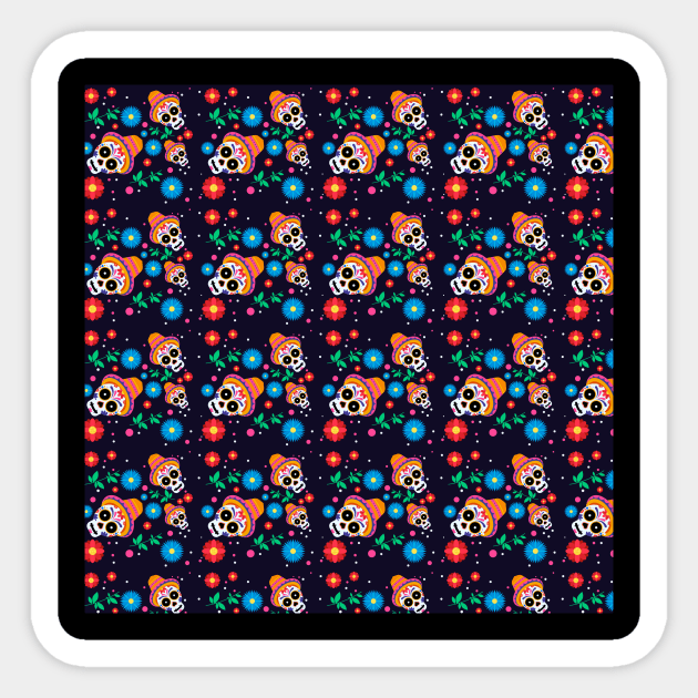 Sugar Skull Pattern Sticker by aquariart